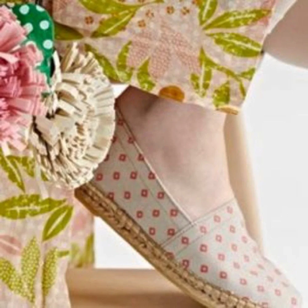 Gudrun Sjoden 38 7.5 Diamond‎ Printed Hake Cotton Canvas Espadrilles Flats Boho
